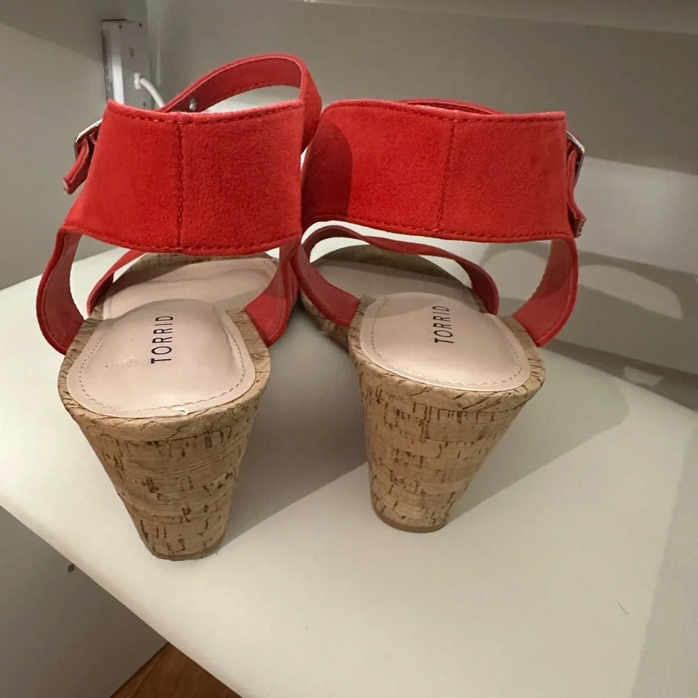 Torrid Red Wedge Shoes with Cork-Style Heel